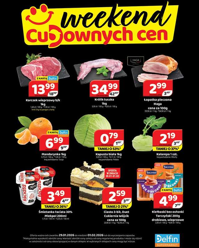 Delfin - gazetka promocyjna Weekend cudownych cen od czwartku 29.01 do niedzieli 01.02