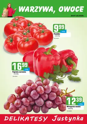 Delikatesy Justynka - gazetka promocyjna Plakaty promocyjne od czwartku 29.01 do niedzieli 01.02