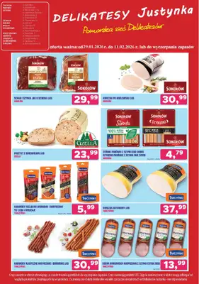 Delikatesy Justynka - gazetka promocyjna Gazetka od czwartku 29.01 do środy 11.02