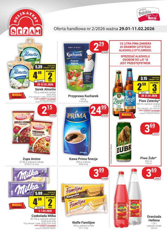 Delikatesy Sezam - gazetka promocyjna Gazetka od czwartku 29.01 do środy 11.02
