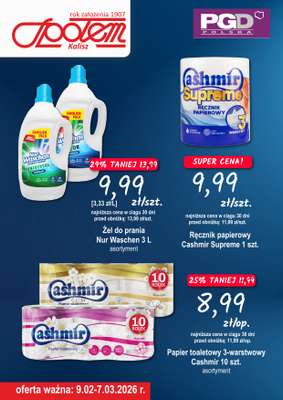 Społem - Blisko i Korzystnie - gazetka promocyjna Plakat promocyjny PSS Kalisz od poniedziałku 09.02 do soboty 07.03