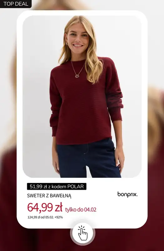 bonprix - gazetka promocyjna 20% rabatu na KURTKI i SWETRY + darmowa dostawa! od piątku 30.01 do soboty 31.01 - strona 4