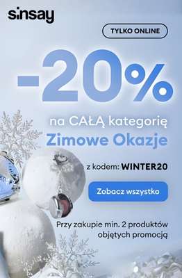 Sinsay - gazetka promocyjna -20% na całą kategorię Zimowe Okazje od piątku 30.01 