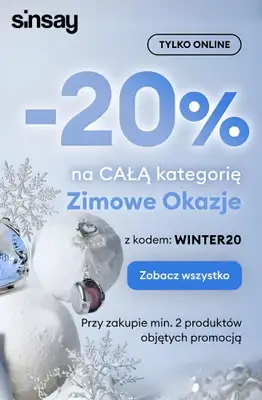 Sinsay - gazetka promocyjna -20% na całą kategorię Zimowe Okazje od piątku 30.01 