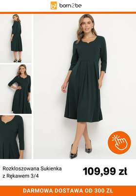 Rozkloszowana Sukienka z Rękawem 3/4