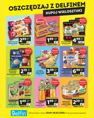 Delfin - gazetka promocyjna Oszczędzaj z Delfinem - kupuj wielosztuki od piątku 30.01 do czwartku 26.02