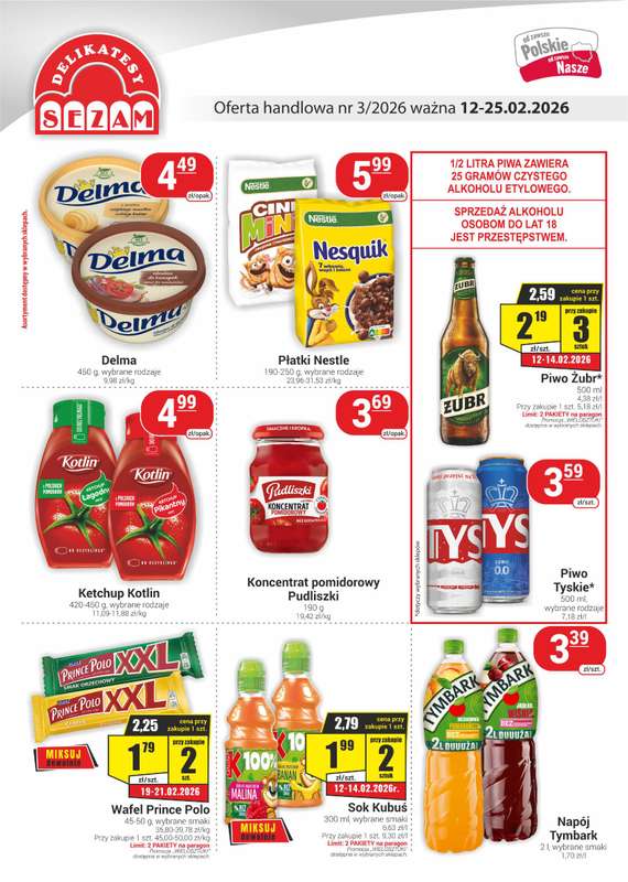 Delikatesy Sezam - gazetka promocyjna Gazetka od czwartku 12.02 do środy 25.02