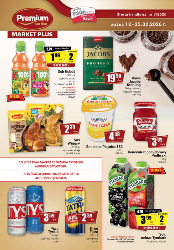 Premium Nasz Sklep - gazetka promocyjna Gazetka Premium Market Plus od czwartku 12.02 do środy 25.02