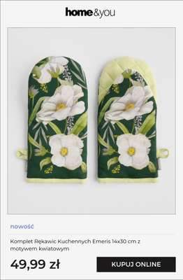Komplet Rękawic Kuchennych Emeris 14x30 cm z motywem kwiatowym