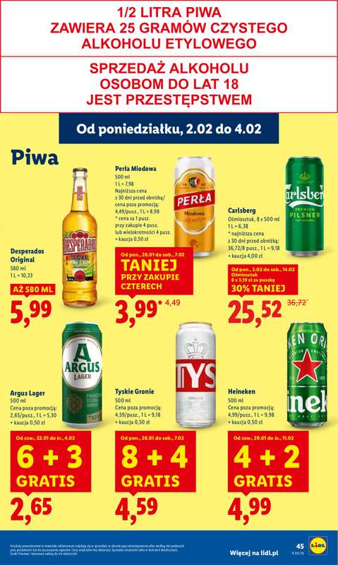 Lidl - gazetka promocyjna Oferta od poniedziałku od poniedziałku 02.02 do środy 04.02 - strona 45