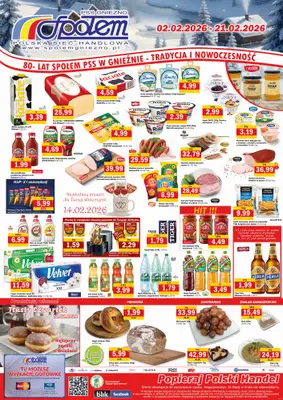 Społem - Blisko i Korzystnie - gazetka promocyjna Plakat promocyjny PSS Gniezno od wtorku 03.02 do soboty 21.02