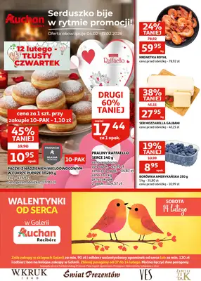 Auchan - gazetka promocyjna Gazetka Racibórz I Serduszko bije w rytmie promocji! od środy 04.02 do wtorku 17.02