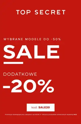 Top Secret - gazetka promocyjna Extra -20% na wyprzedaż za min. 99,99 zł od wtorku 03.02 do czwartku 12.02