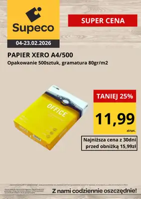 Supeco - gazetka promocyjna Papier ksero od środy 04.02 do poniedziałku 23.02