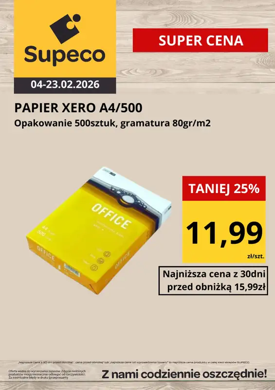 Supeco - gazetka promocyjna Papier ksero  