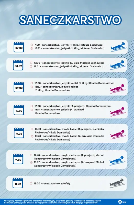 Igrzyska Olimpijskie - gazetka promocyjna Terminarz startów reprezentacji Polski od czwartku 05.02 do niedzieli 22.02 - strona 9