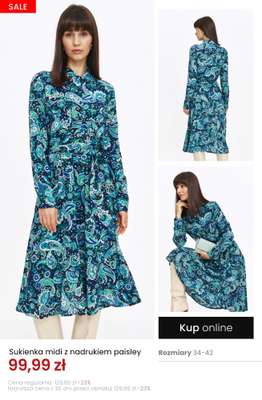 Sukienka midi z nadrukiem paisley