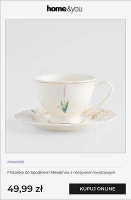 Filiżanka Ze Spodkiem Meadinna z motywem kwiatowym