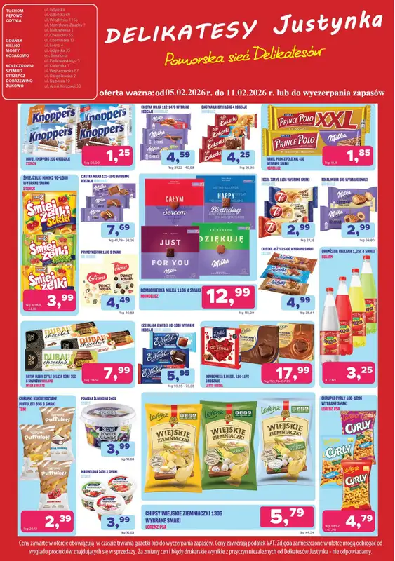 Delikatesy Justynka - gazetka promocyjna Gazetka od czwartku 05.02 do środy 11.02