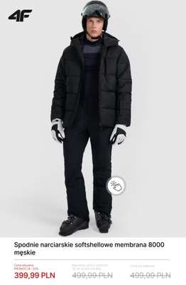 Spodnie narciarskie softshellowe membrana 8000 męskie