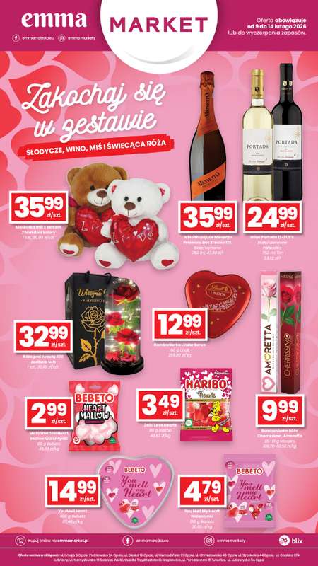 emma MARKET - gazetka promocyjna Oferta walentynkowa od poniedziałku 09.02 do soboty 14.02