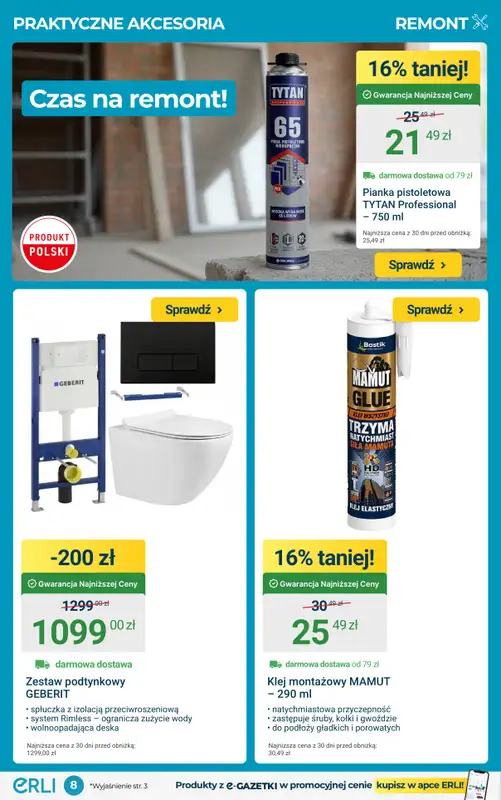 ERLI - gazetka promocyjna REMONTUJ, MEBLUJ I URZĄDZAJ - najtaniej z Erli! od poniedziałku 09.02 do niedzieli 15.02 - strona 8