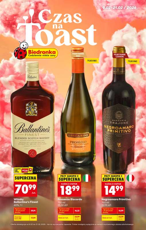 Biedronka - gazetka promocyjna Czas na Toast! od poniedziałku 09.02 do soboty 21.02
