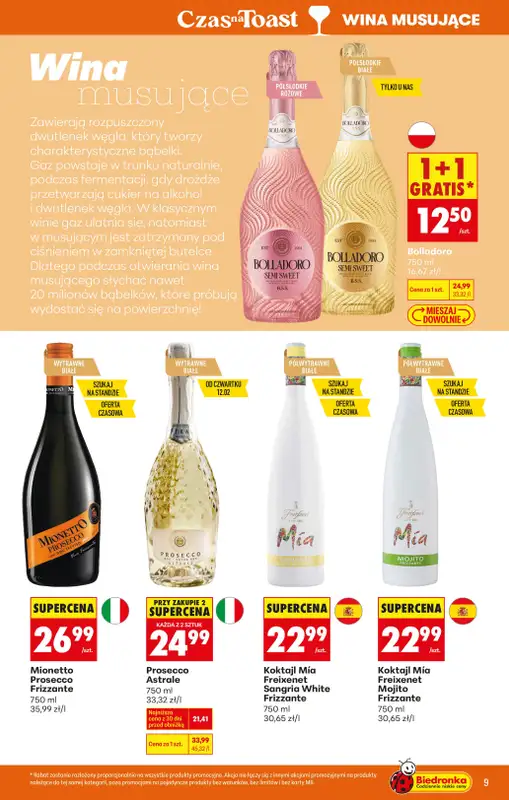 Biedronka - gazetka promocyjna Czas na Toast! od poniedziałku 09.02 do soboty 21.02 - strona 9