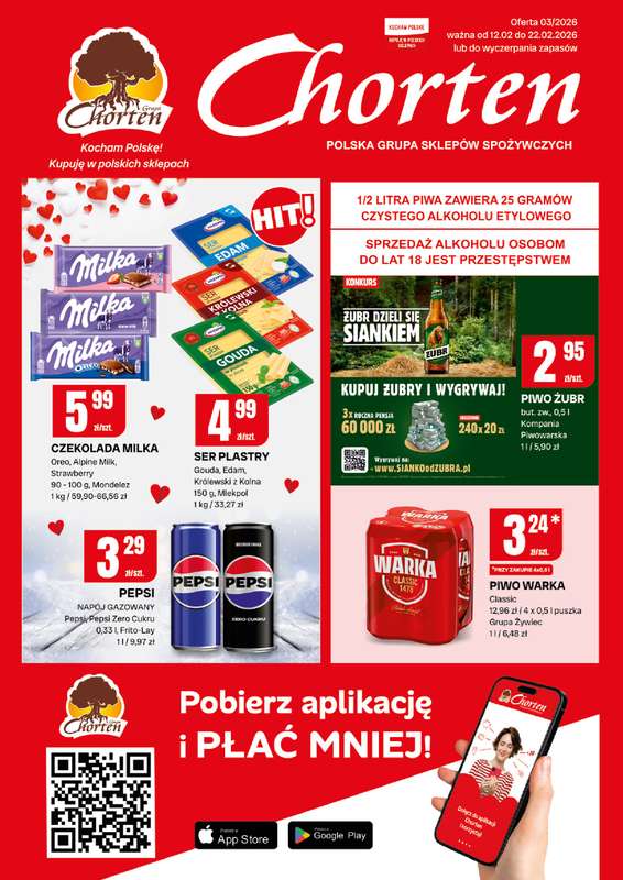 Chorten - gazetka promocyjna Gazetka Lublin, Łódź, Radom, Dolny Śląsk, Wlkp, Zach-Pom, Lubuskie od czwartku 12.02 do niedzieli 22.02