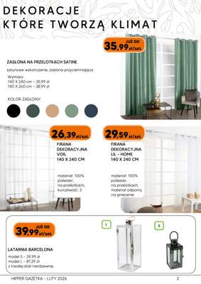 Zasłona na przelotkach SATINE 140 x 240 cm