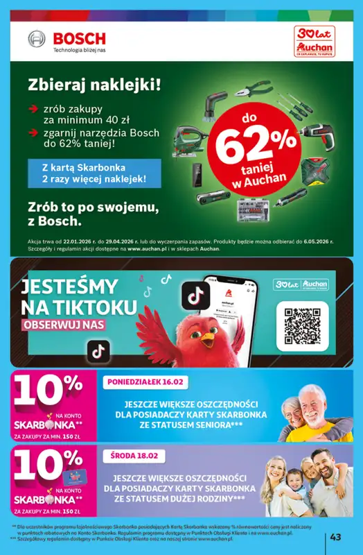 Auchan - gazetka promocyjna Gazetka 30 Lat Hipermarket Auchan od czwartku 12.02 do środy 18.02 - strona 43