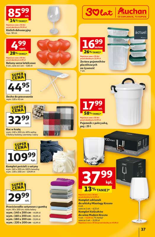 Auchan - gazetka promocyjna Gazetka 30 Lat Hipermarket Auchan od czwartku 12.02 do środy 18.02 - strona 37