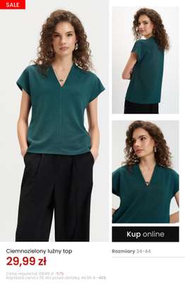 Ciemnozielony luźny top