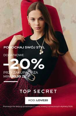 Top Secret - gazetka promocyjna -20% na wszystko przy zakupach za min. 99,99 zł od wtorku 10.02 