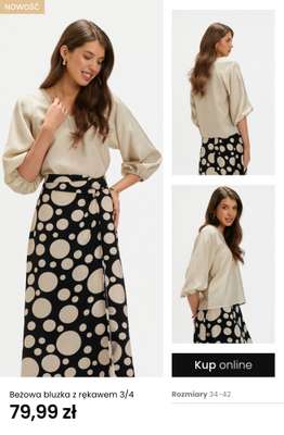 Beżowa bluzka z rękawem 3/4