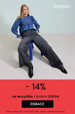 bonprix - gazetka promocyjna -14% na wszystko! od środy 11.02 do soboty 14.02