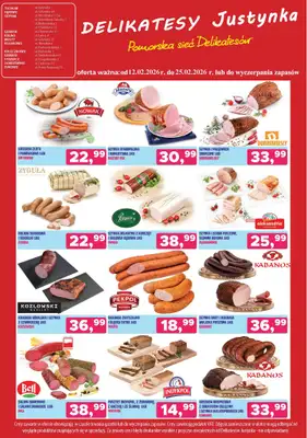 Delikatesy Justynka - gazetka promocyjna Gazetka od czwartku 12.02 do środy 25.02