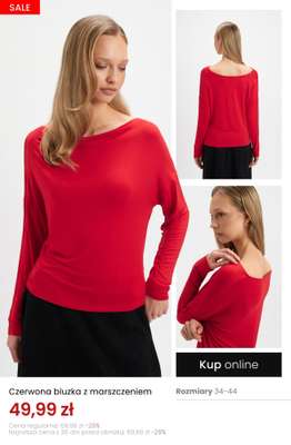 Czerwona bluzka z marszczeniem