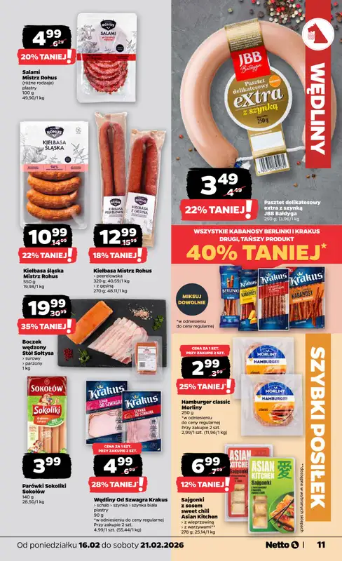 Netto - gazetka promocyjna Gazetka Spożywcza od poniedziałku 16.02 do soboty 21.02 - strona 11