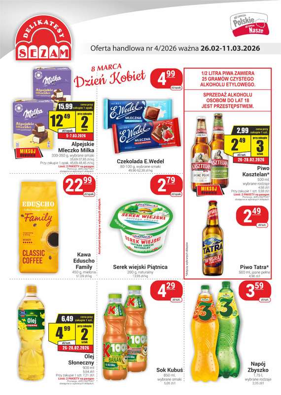 Delikatesy Sezam - gazetka promocyjna Gazetka od czwartku 26.02 do środy 11.03