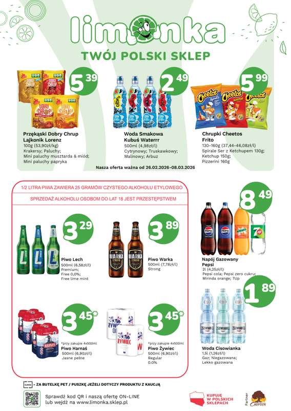 Limonka - gazetka promocyjna Plakaty promocyjne od czwartku 26.02 do niedzieli 08.03