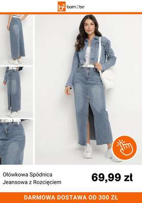 Ołówkowa Spódnica Jeansowa z Rozcięciem