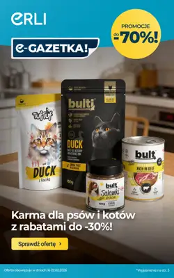 ERLI - gazetka promocyjna Artykuły dla dziecka i dla pupila - TANIO Z ERLI! od poniedziałku 16.02 do niedzieli 22.02