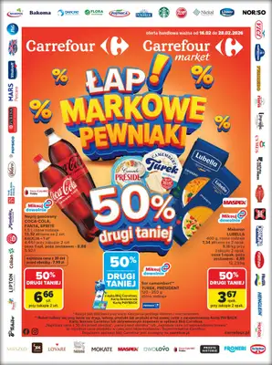 Carrefour - gazetka promocyjna Gazetka Carrefour Łap markowe pewniaki! od poniedziałku 16.02 do soboty 28.02