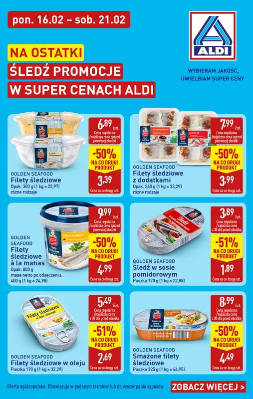 Aldi - gazetka promocyjna Śledź na ostatki!  