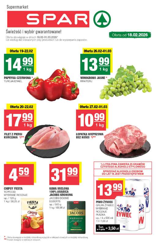 SPAR - gazetka promocyjna Gazetka Spar od środy 18.02 do niedzieli 01.03