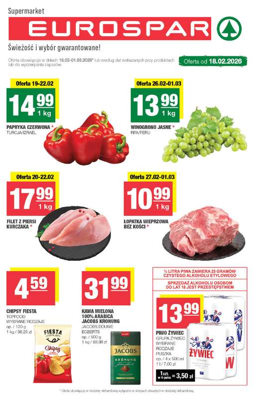 SPAR - gazetka promocyjna Gazetka Eurospar od środy 18.02 do niedzieli 01.03