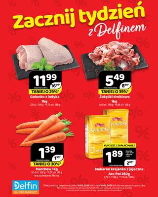 Delfin - gazetka promocyjna Zacznij tydzień z Delfinem od poniedziałku 16.02 do środy 18.02