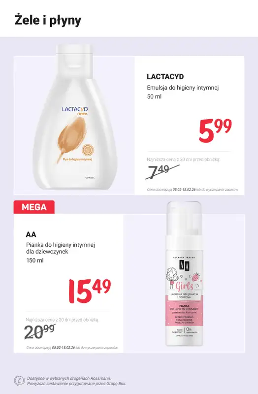 Rossmann - gazetka promocyjna Higiena intymna PROMOCJE od poniedziałku 16.02 do środy 18.02 - strona 4