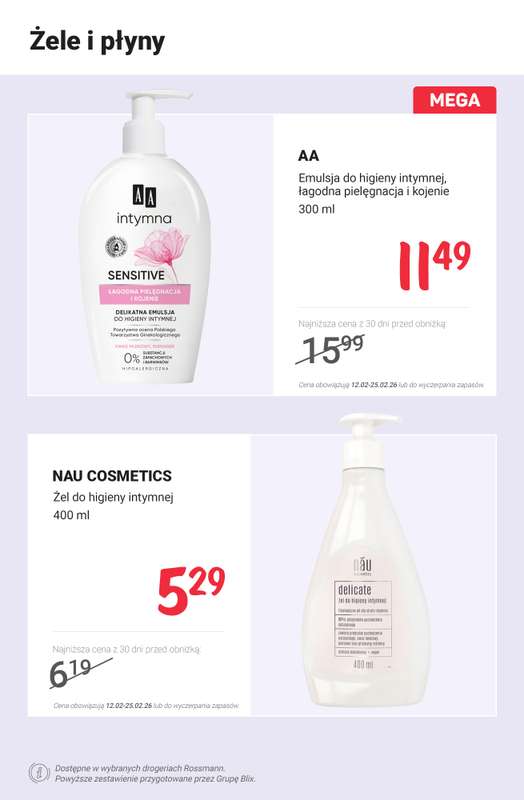 Rossmann - gazetka promocyjna Higiena intymna PROMOCJE od poniedziałku 16.02 do środy 18.02 - strona 3